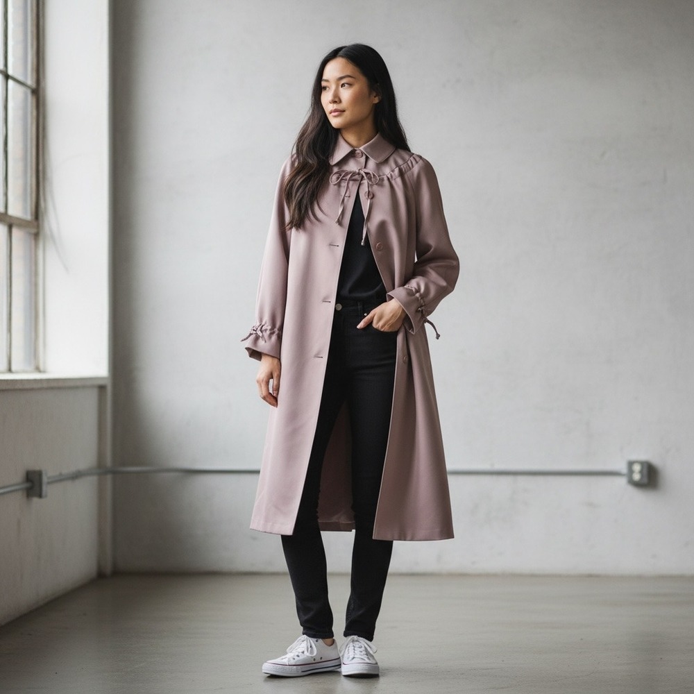 Rain Ramblers Women's Rain Coat Size 10 Mauve Long Button Front Vintage Retro - Picture 2 of 13